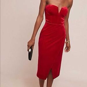 NWT Anthropologie Red Velvet Dress. Size M